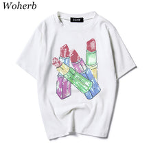 New  Fashion Korean Style Lipstick Sequined Bling T Shirts Short Sleeve Casual T-shirts Plus Size Female Women Tops 72629 SM6