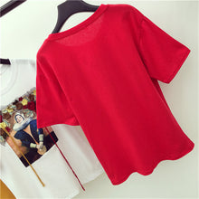 New  Fashion Korean Style T-shirts Harajuku Short Sleeve Character Print Embroidery T Shirts Plus Size Female Women Tops SM6