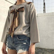 New  Fashion Korean style Summer Elegant Bow Tie Blouse O-Neck Shirt Slim Blusas Full Sleeve Women Tops 72513 SM6