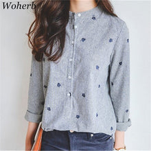 New  Fashion Long Sleeve Striped Blouse Korean Style Shirt Embroidery Blouses Ladies Blusas Women Tops Plus Size 72695 SM6