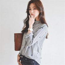 New  Fashion Long Sleeve Striped Blouse Korean Style Shirt Embroidery Blouses Ladies Blusas Women Tops Plus Size 72695 SM6