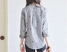 New  Fashion Long Sleeve Striped Blouse Korean Style Shirt Embroidery Blouses Ladies Blusas Women Tops Plus Size 72695 SM6