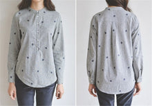 New  Fashion Long Sleeve Striped Blouse Korean Style Shirt Embroidery Blouses Ladies Blusas Women Tops Plus Size 72695 SM6