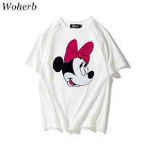 New  Fashion Loose Cartoon Bow Tie Mouse Print T Shirts Short Sleeve Casual T-shirts Female Women Tops Plus Size 72626 SM6