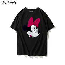 New  Fashion Loose Cartoon Bow Tie Mouse Print T Shirts Short Sleeve Casual T-shirts Female Women Tops Plus Size 72626 SM6