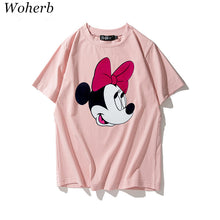 New  Fashion Loose Cartoon Bow Tie Mouse Print T Shirts Short Sleeve Casual T-shirts Female Women Tops Plus Size 72626 SM6