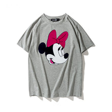New  Fashion Loose Cartoon Bow Tie Mouse Print T Shirts Short Sleeve Casual T-shirts Female Women Tops Plus Size 72626 SM6