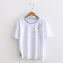 New  Fashion Matches Letter Embroidery T Shirts Short Sleeve Casual T-shirts Female t shirt Women Tops Tee Plus Size 72640 SM6