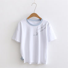 New  Fashion Matches Letter Embroidery T Shirts Short Sleeve Casual T-shirts Female t shirt Women Tops Tee Plus Size 72640 SM6