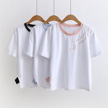 New  Fashion Matches Letter Embroidery T Shirts Short Sleeve Casual T-shirts Female t shirt Women Tops Tee Plus Size 72640 SM6