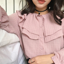 New  Fashion Ruffles Pleated Chiffon Blouse Elegant Long Sleeve Plus Size Cute Blusas Loose Casual Shirt Women Tops 72707 SM6