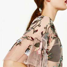 New  Fashion Sexy Translucent Flower Embroidery Blouse Ruffles Shirt Short Sleeve Round Collar Ladies Blusas Women Tops SM6