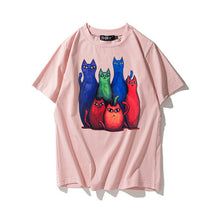 New  Fashion Six Funny Cartoon Cat Print T Shirts Short Sleeve Casual T-shirts Female Women Tops Plus Size 72630 SM6