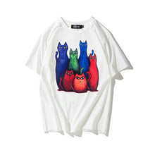 New  Fashion Six Funny Cartoon Cat Print T Shirts Short Sleeve Casual T-shirts Female Women Tops Plus Size 72630 SM6
