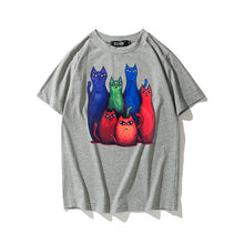 New  Fashion Six Funny Cartoon Cat Print T Shirts Short Sleeve Casual T-shirts Female Women Tops Plus Size 72630 SM6