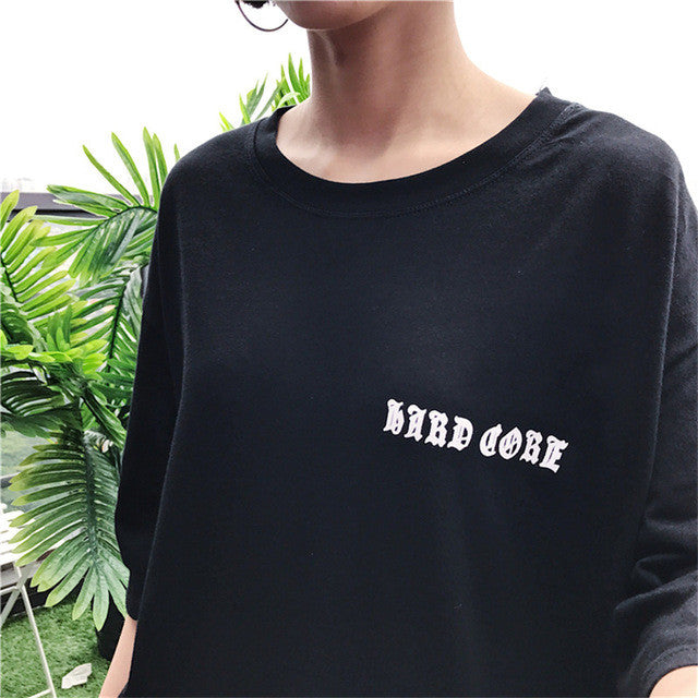 New  Fashion Summer Dark Style Letter Rose Floral Print T Shirts Short Sleeve T-shirts Casual Women Tops Plus Size 72642 SM6