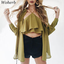 New  Fashion Summer Hanging neck Chiffon Blouse Sexy Shirt Sleeveless Blusas Striped Blouses Women Tops Plus Size 72689 SM6