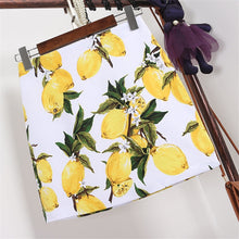 New  Fashion Summer Skirt Lemon Print A-Line Slim Faldas Mini Skirts Woman Retro High Waist Skirts 72565 SM6