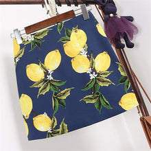 New  Fashion Summer Skirt Lemon Print A-Line Slim Faldas Mini Skirts Woman Retro High Waist Skirts 72565 SM6