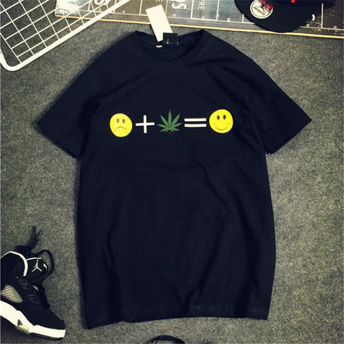 New  Fashion Summer T-shirts Plus Size Smile Leaves Print Tops Casual Female t shirts O-neck Women Unisex tshirts 72462 SM6