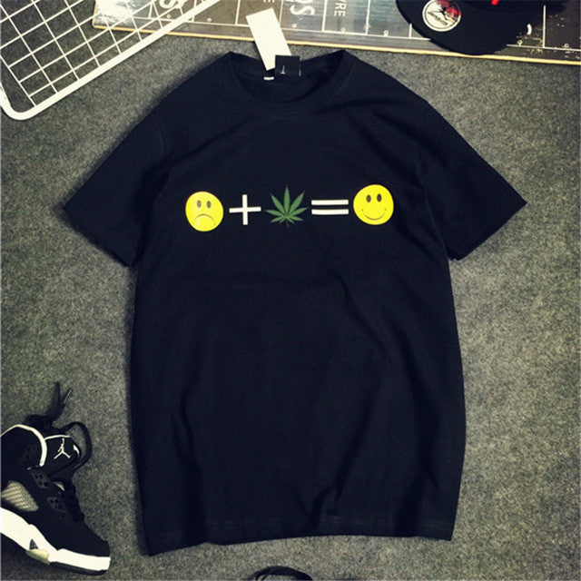 New  Fashion Summer T-shirts Plus Size Smile Leaves Print Tops Casual Female t shirts O-neck Women Unisex tshirts 72462 SM6