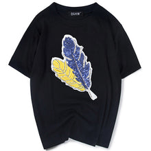 New  Fashion T Shirts Female Short Sleeve Feather Embroidery Sequined t shirt Casual T-shirts Women Tops Tee Plus Size 72652 SM6