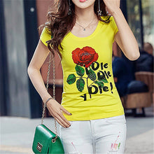 New  Fashion Women Plus Size S-3XL T shirts Letter Diamond Floral Print t-shirt Women Top Short Sleeve Female tops 72578 SM6
