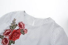 New  Fashion Women Plus Size T shirts Floral Embroidery t-shirt Women Top Three Quarter Flare Sleeve Female tops 72581 SM6