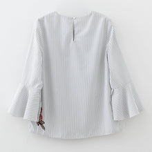 New  Fashion Women Plus Size T shirts Floral Embroidery t-shirt Women Top Three Quarter Flare Sleeve Female tops 72581 SM6