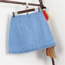 New  Fashion butterfly Floral Embroidery A-Line Skirt Mini Denim Skirts Woman Retro High Waist Skirts 72561 SM6