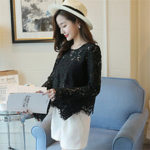 New  Female Fashion Korea Style Lace Blouses Slim Shirt woman Blouse Full Speaker Sleeves Tops With Wrapped Chest 72480 SM6