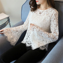 New  Female Fashion Korea Style Lace Blouses Slim Shirt woman Blouse Full Speaker Sleeves Tops With Wrapped Chest 72480 SM6