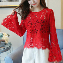 New  Female Fashion Korea Style Lace Blouses Slim Shirt woman Blouse Full Speaker Sleeves Tops With Wrapped Chest 72480 SM6