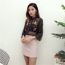 New  Female Fashion Korea Style Lace Blouses With Wrapped Chest Slim Sexy Shirt woman Blouse Lantern Sleeve Tops 72478 SM6