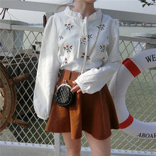 New  Japanese style Summer Kawaii Floral Blouse Bow Tie Casual Ruffled Collar Shirt Cute Blusas Plus Size Women Tops 72521 SM6