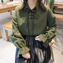 New  Korean style Summer Elegant Bow Tie Blouse Turn-Down Collar Shirt Lantern Sleeve Blusas Women Tops 72516 SM6