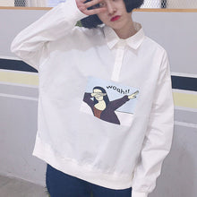 New  Korean style Summer Kawaii Button Blouse Letter Cartoon Character Print Shirt Cute Blusas Plus Size Women Tops 72512 SM6