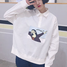 New  Korean style Summer Kawaii Button Blouse Letter Cartoon Character Print Shirt Cute Blusas Plus Size Women Tops 72512 SM6
