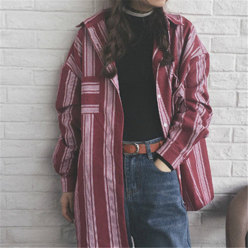 New  Korean style Summer Kawaii Loose Blouse Button Casual Shirt Cute Steiped Blusas Plus Size Women Tops 72519 SM6