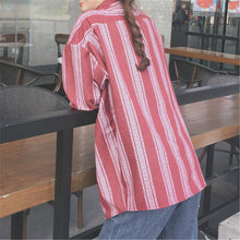 New  Korean style Summer Kawaii Loose Blouse Button Casual Shirt Cute Steiped Blusas Plus Size Women Tops 72519 SM6
