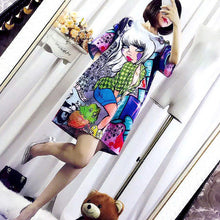 New  Korean style Women Fashion 3D Graffiti Cartoon Print T Shirt Harajuk Tops Plus Size Woman Short Sleeve t-shirt 72489 SM6