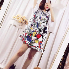 New  Korean style Women Fashion 3D Graffiti Cartoon Print T Shirt Harajuk Tops Plus Size Woman Short Sleeve t-shirt 72489 SM6