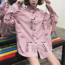 New  Plus size Summer Spring Full Sleeve Cartoon Letter Print Striped Blouse Loose Shirt Cute Blusas Women Tops 72524 SM6