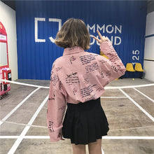 New  Plus size Summer Spring Full Sleeve Cartoon Letter Print Striped Blouse Loose Shirt Cute Blusas Women Tops 72524 SM6
