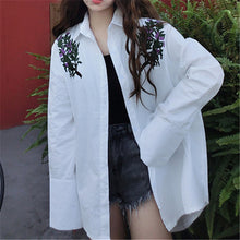 New  Plus size Summer Spring Full Sleeve Floral Leaf Embroidery Blouse Turn-down Collar Shirt Cute Blusas Women Tops 72522 SM6
