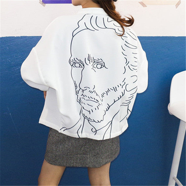 New  Plus size Summer Spring Full Sleeve Funny Character Print Blouse Loose Harajuku Shirt Kawaii Blusas Women Tops 72525 SM6