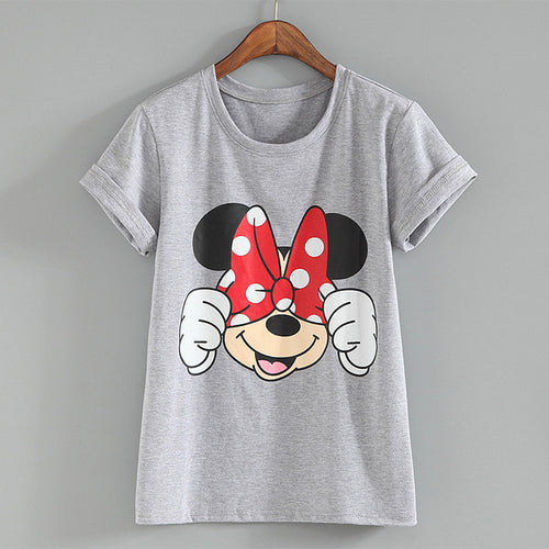New  Summer Women T shirts Fashion T-shirt O-neck Three Color Cartoon Animal Print Female Plus Size Tops Woman t shirt 72536 SM6