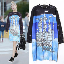 New  Women Fashion Brand Personalized Star Castle Print T Shirt Plus Size Tops Casual Woman O-Neck Full Sleeve t-shirt SM6