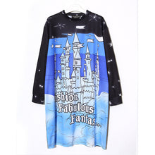New  Women Fashion Brand Personalized Star Castle Print T Shirt Plus Size Tops Casual Woman O-Neck Full Sleeve t-shirt SM6