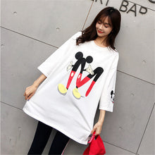 New  Women Summer Fashion Tops Cartoon "M" Letter Print T Shirt Plus Size Casual Woman O-Neck Short Sleeve t-shirt 72487 SM6
